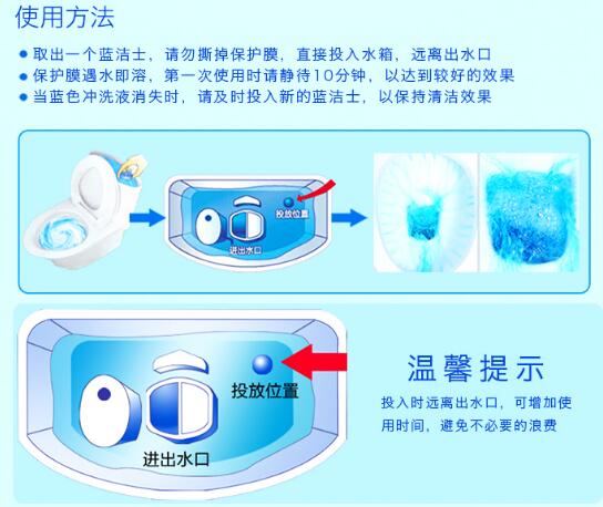 蓝泡泡洁厕灵使用方法？蓝泡泡放在马桶哪个位置？1