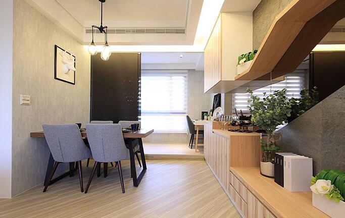 木饰面板创意餐厅装修效果图 长客厅木饰米板享受高品质生活3