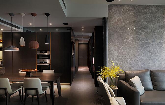 木饰面板创意餐厅装修效果图 长客厅木饰米板享受高品质生活7