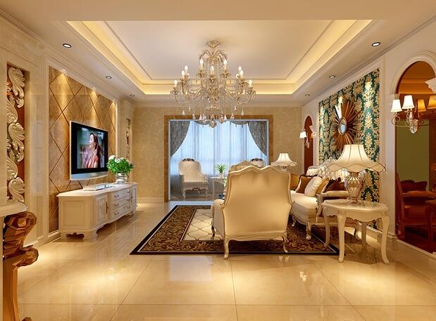 金色奢华欧式客厅电视背景墙装修效果图 让您立马变“土豪”8