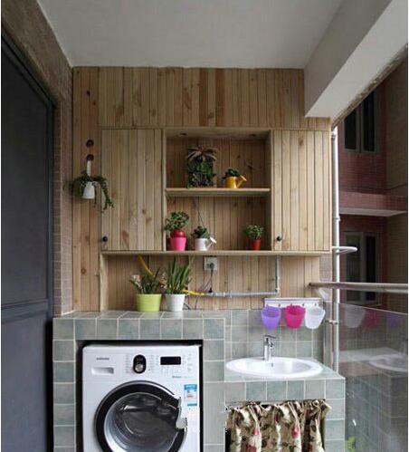 阳台洗衣机和洗漱面盆合并图2