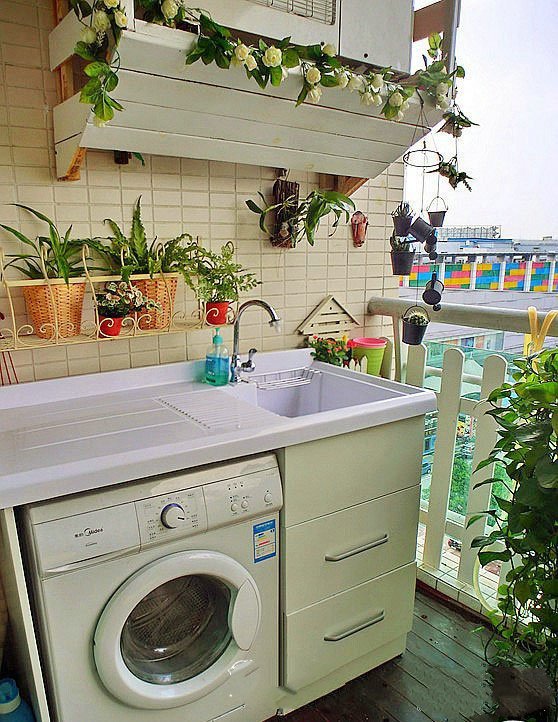 阳台洗衣机和洗漱面盆合并图4