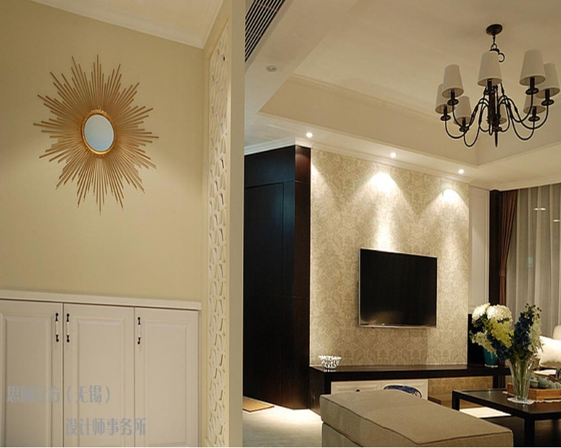 合肥荣昌园现代客厅欧式墙壁装饰品客厅吊灯简约电视墙设计效果图