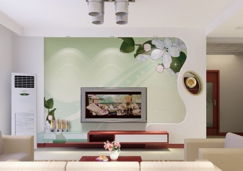 福州东福苑现代客厅红白电视柜创意电视背景墙方形客厅沙发简约吊顶效果图