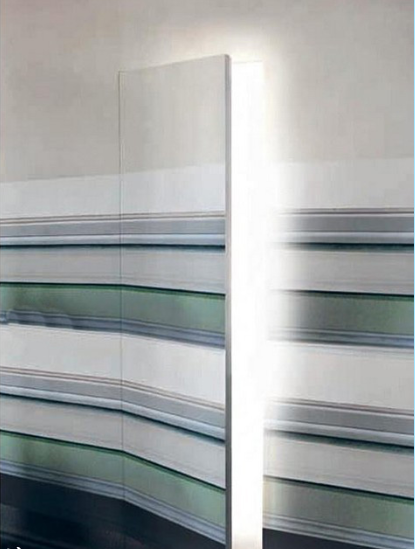 徐州中巍·凤凰嗉创意工业风深蓝色地砖铁艺护栏条纹壁纸隐形门效果图