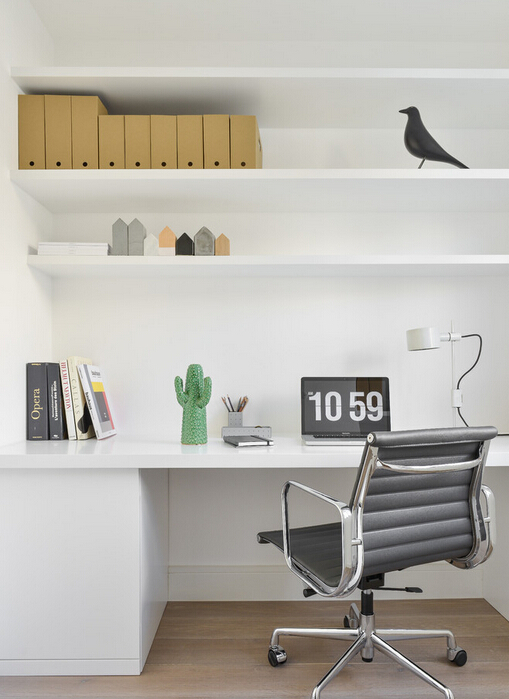 白色+灰色超简单的现代简约风格书房装修效果图