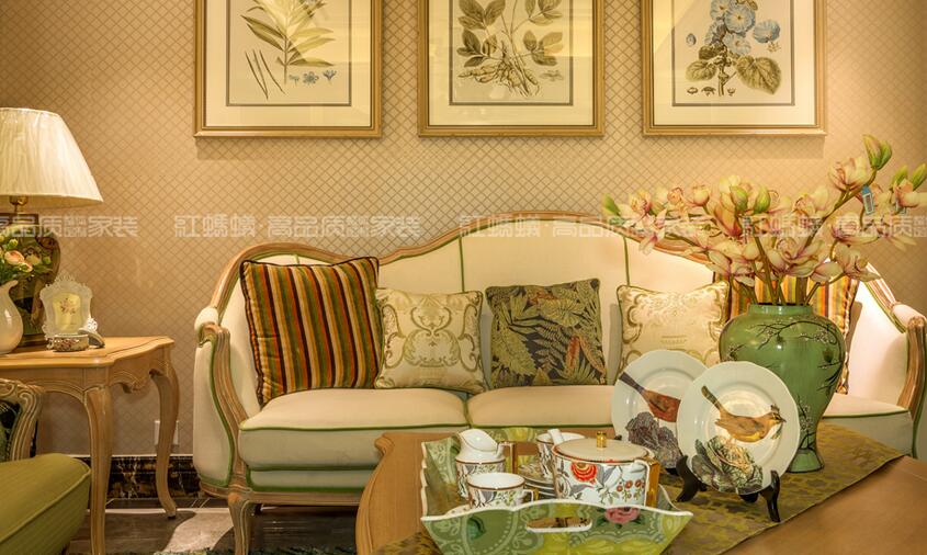 苏州九珑天誉欧式风格的别墅客厅沙发背景墙装修效果图