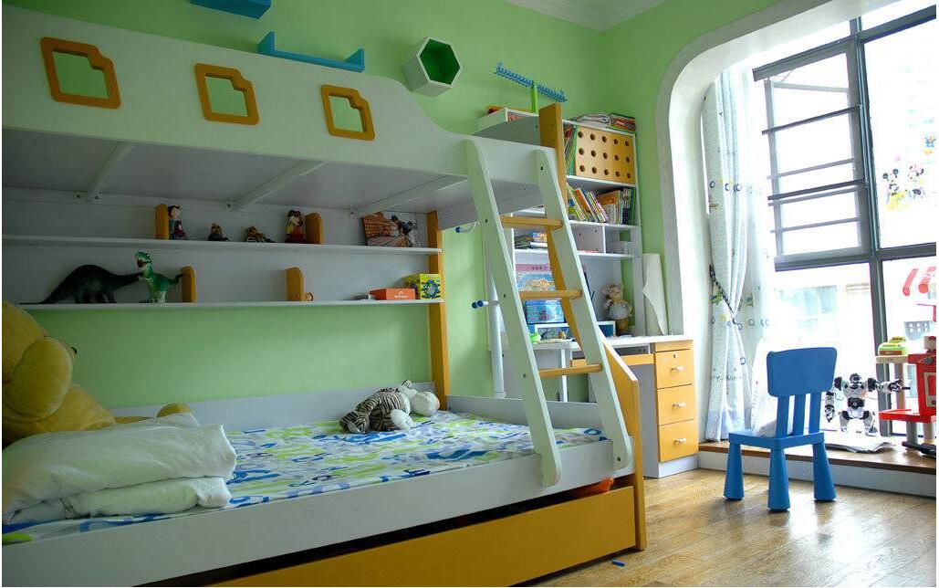 北京红玺台小区实木风格双层儿童床装修效果图