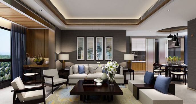 北京林肯公园145平米新中式风格客厅沙发装修效果图