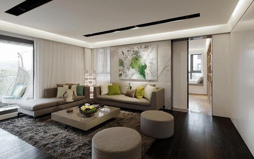 北京星河湾一套三居室97平北欧风格客厅装修效果图
