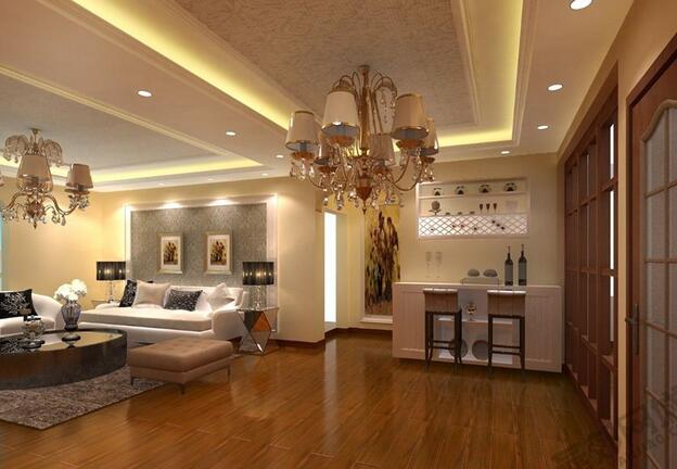 北京珠江帝景三居室109平美式风格客厅装修效果图