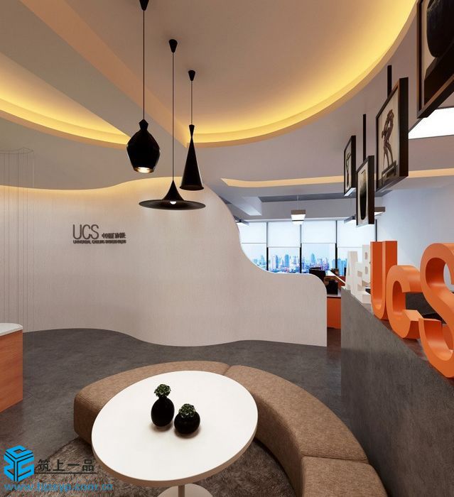 珠海鸿术广告公司现代中式960平米办公区装修效果图