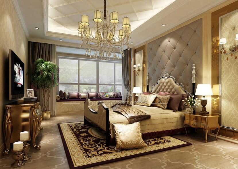 润泽公馆新古典欧式风格卧室和客厅装修效果图