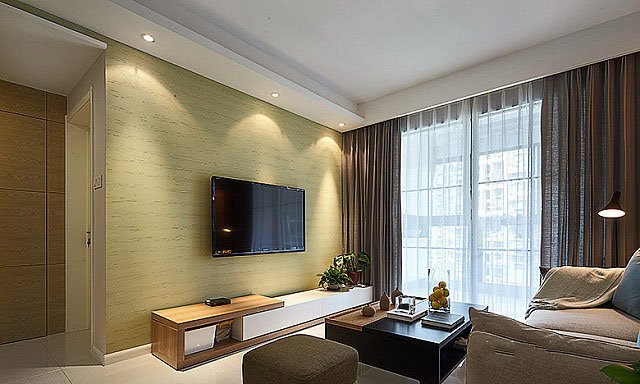 重庆两居室简欧风格一字型沙发客厅装修效果图