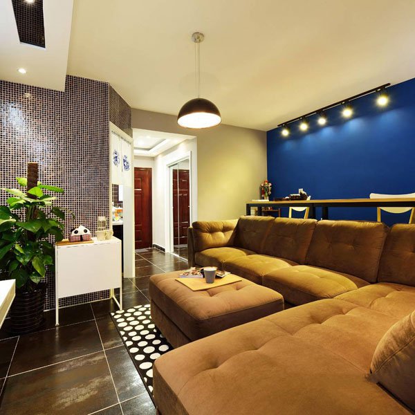 北欧风格L型沙发三居室客厅装修效果图