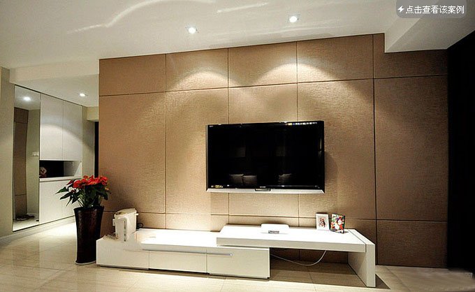 阳江信达小区棕色硅藻泥电视墙15平米客厅装修效果图