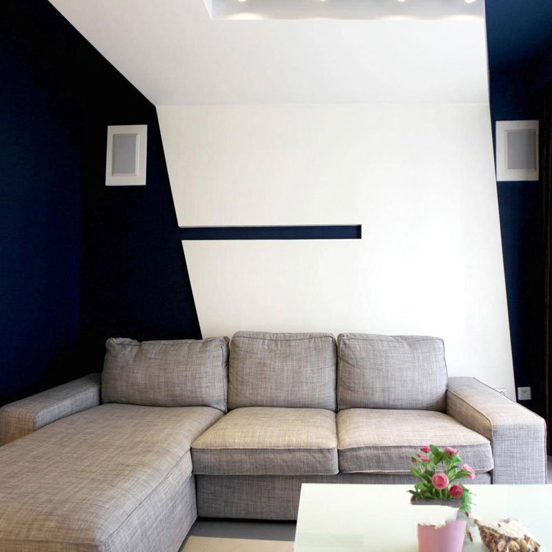 宿迁朗秀东城70平米两室一厅灰色L型布艺沙发装修效果图
