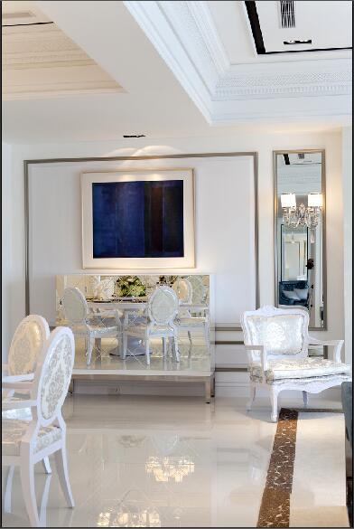邯郸美的时代城镜面餐厅白色欧式椅子效果图