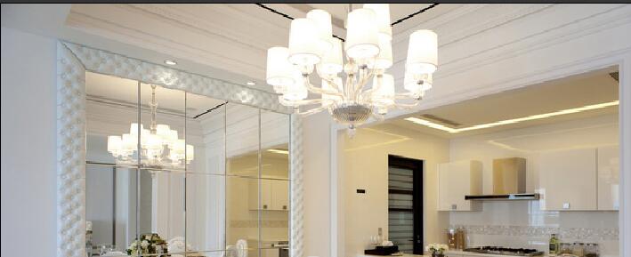 邢台新华里188号欧式餐厅镜面墙皮软包边框水晶灯吊顶效果图