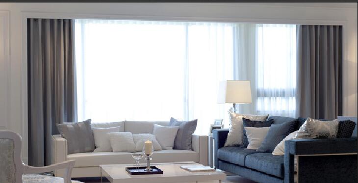 邢台水岸蓝庭现代简欧客厅落地窗深浅沙发对比效果图