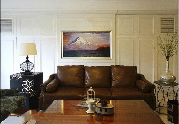 晋城西巷汇圆小区客厅复古沙发茶几壁画台灯效果图