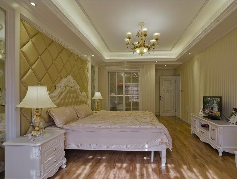 晋中鼎峰商厦欧式50平米卧室软包床头卫生间条纹壁纸效果图