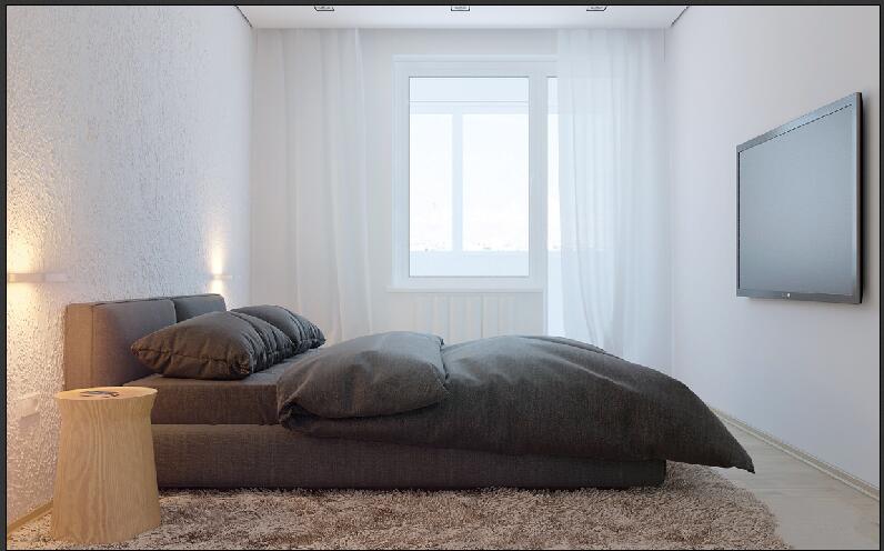 忻州阳光小区白色风30平米卧室小阳台榻榻米木床头地毯效果图