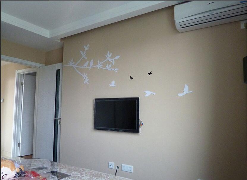 通辽明珠·福阳东升小鸟电视墙贴淡咖啡色墙壁客厅空调效果图