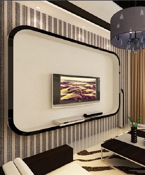 呼伦贝尔东方明珠嵌入式条纹电视墙方形沙发效果图