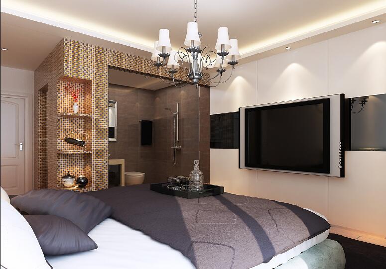 锡林郭勒星湖花园40平米客厅透明洗手间卧室吊灯效果图