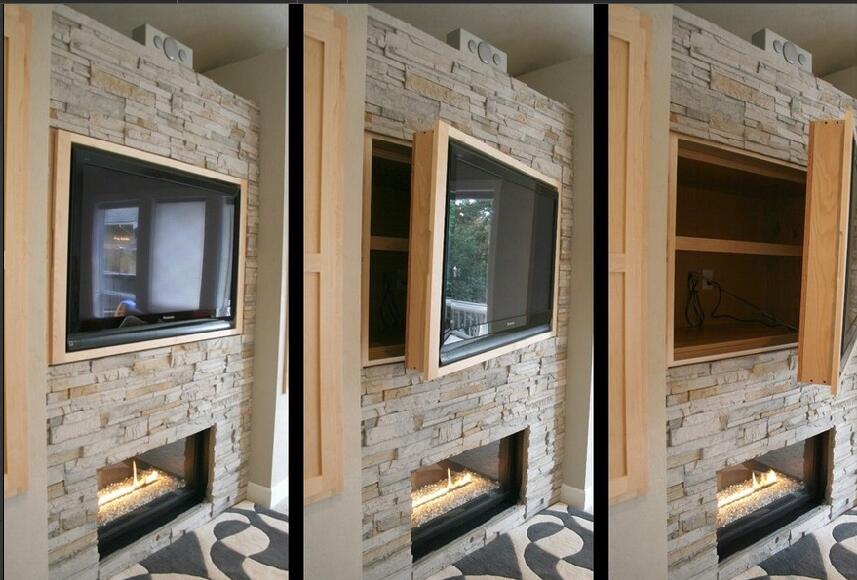 抚顺千金嘉园三期尚城嵌入式旋转砌砖电视墙客厅壁炉效果图