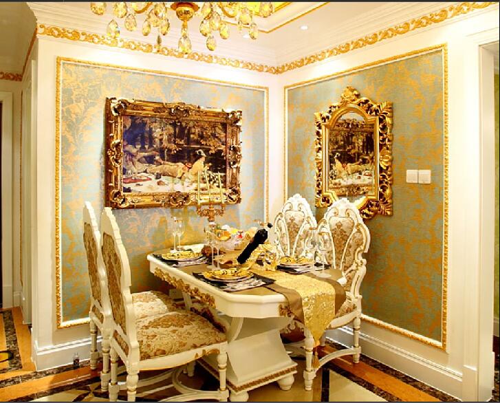 丹东龙泉·揽山园奢华欧式餐厅金色吊灯餐厅壁挂画欧式餐桌椅效果图