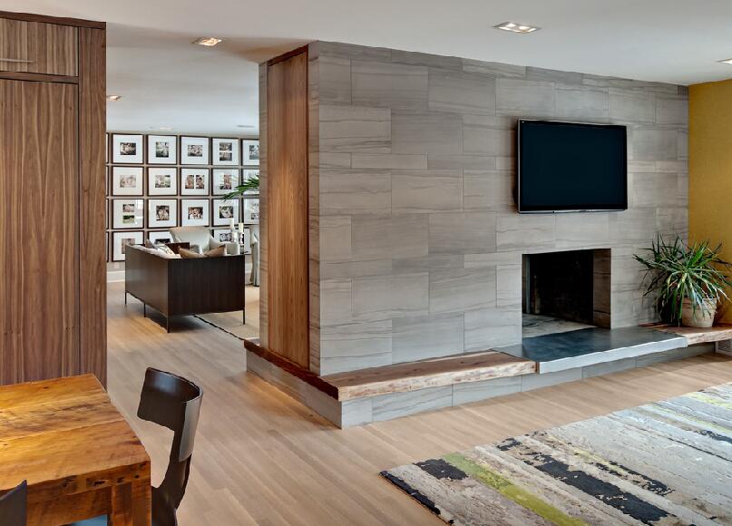 石家庄康顺园小区50平米现代简约客厅隔断电视墙木地板客厅地毯效果图