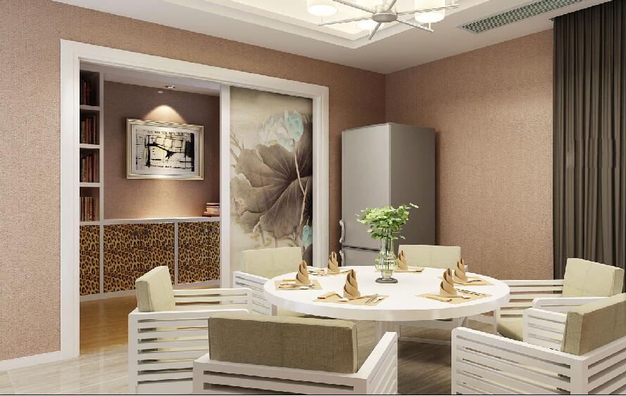 驻马店沪强风光城现代简约客厅白色木条餐厅椅深色窗帘现代推拉门