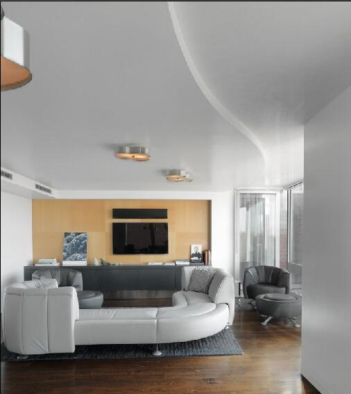 黄石宏达花苑客厅不规则吊顶拐角沙发饰面板电视墙吸顶灯木地板效果图