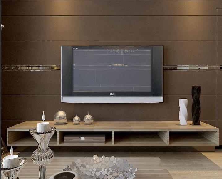 益阳卧龙港现代二居室20平米客厅咖啡色电视墙木板电视柜效果图