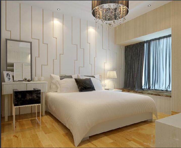 湘西武陵富华大厦卧室床头硬包白色双人大床简约梳妆台拼接木地板飘窗