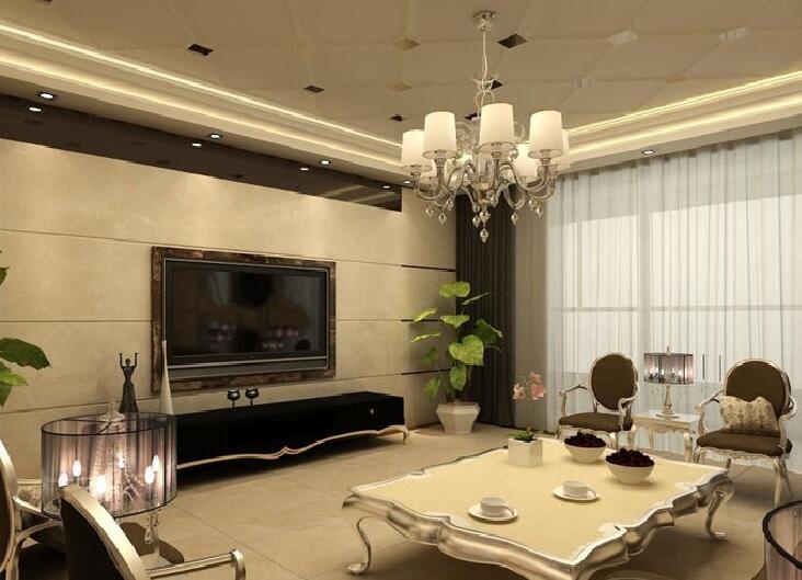 屯昌昌顺豪庭方形50平米简欧客厅欧式客厅椅欧式大茶几创意地灯效果图