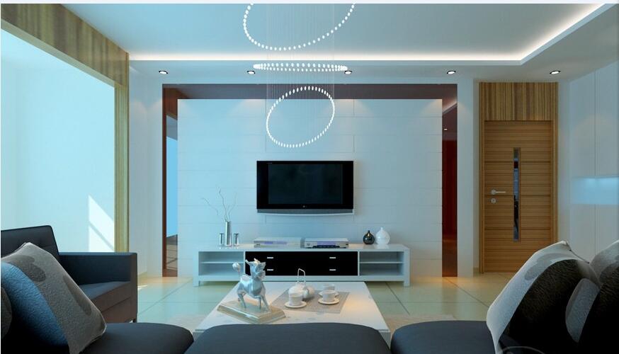 渭南安信城中园30平米客厅创意吊灯白色电视墙灰色简约沙发效果图